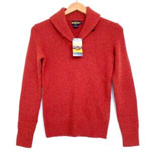 NWT Ralph Lauren Rugby Womens Wool Shawl Button Collar Sweater XS Suede Patches